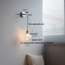 Axyaa White Glass LED Wall Lights with Pull Chain Switch - Nordic Modern Bedside Lamp