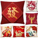 Axyaa Chinese New Year Printed Cushion Cover for Bed and Sofa