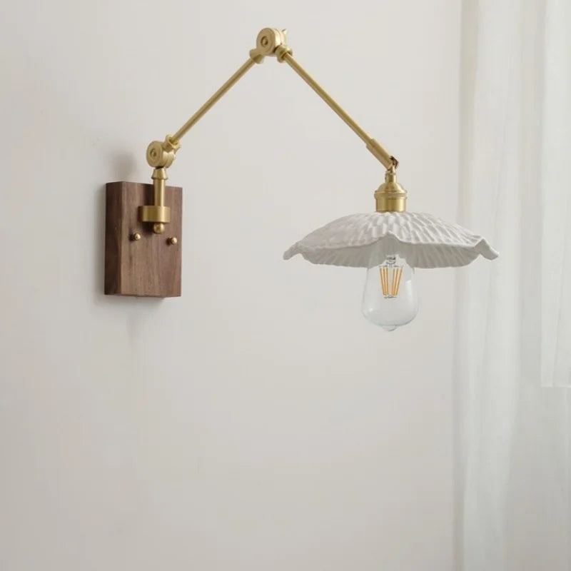 Axyaa Ceramic Copper Swing Arm LED Wall Light for Home Decor