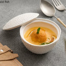 Axyaa Matte Ceramic Bowl with Lid for Soup, Steamed Egg, Dessert & Snack Bowls