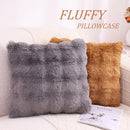Axyaa Faux Rabbit Fur Throw Pillow Cases - Ultra Soft & Cozy Cushion Covers for Sofa, Bed, Living Room