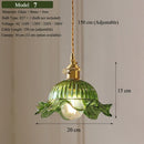 Axyaa Nordic Green Glass Pendant Lamp - Brass Ceiling Lighting for Kitchen Island