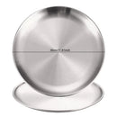 Axyaa Stainless Steel Round Shallow Tray Plate Set for BBQ Picnic Camping