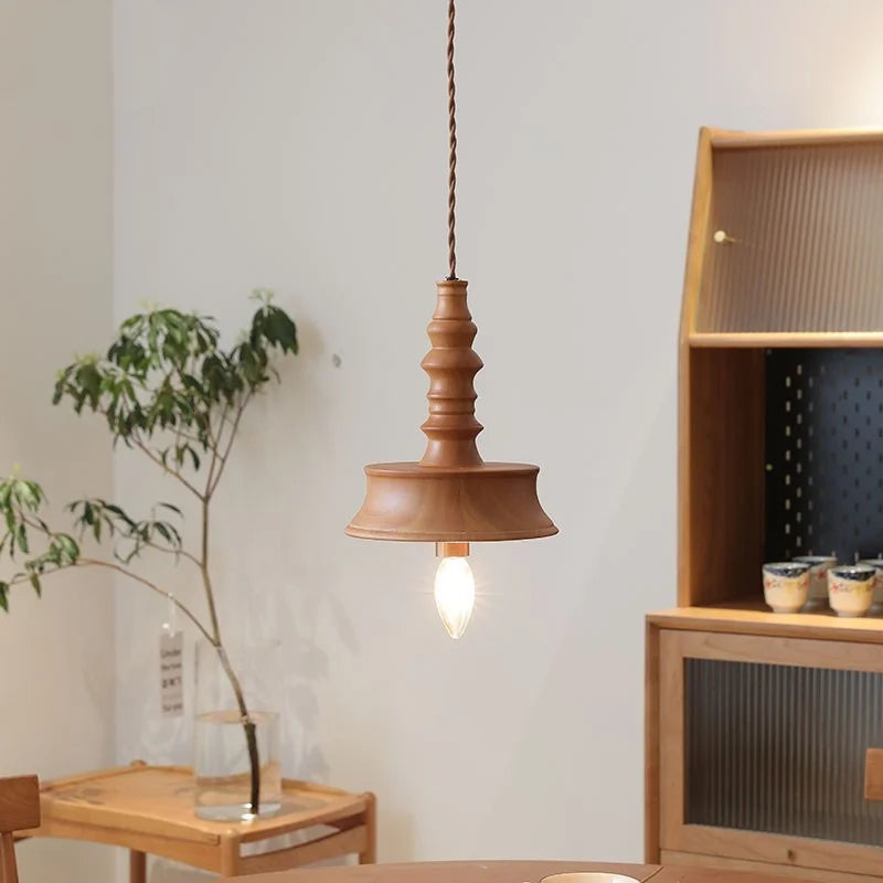 Axyaa Japanese Style LED Pendant Lights: Wooden Hanging Lamp for Home, Bedroom, Living Room, Restaurant