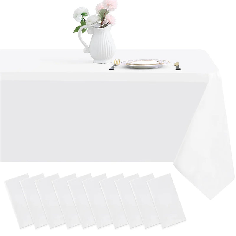 Axyaa Rectangle Disposable Waterproof Vinyl Tablecloth Pack of 10