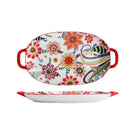 Axyaa Butterfly Love Flower Ceramic Fish Dinner Plate Oval Household Set