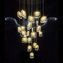 Axyaa Long LED Crystal Chandelier for Staircase, Luxury Hallway Lighting