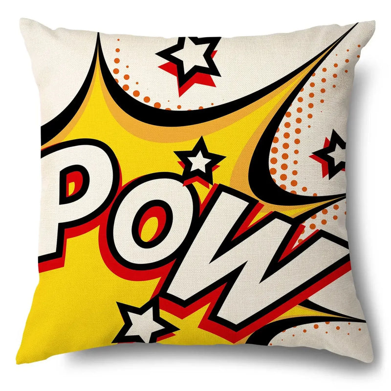 Axyaa Soft Plush POP Comic Portrait Cushion Cover - Home Decor Pillowcase