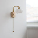 Axyaa Ash Wood LED Wall Fixture Rotatable Glass Bedside Lamp