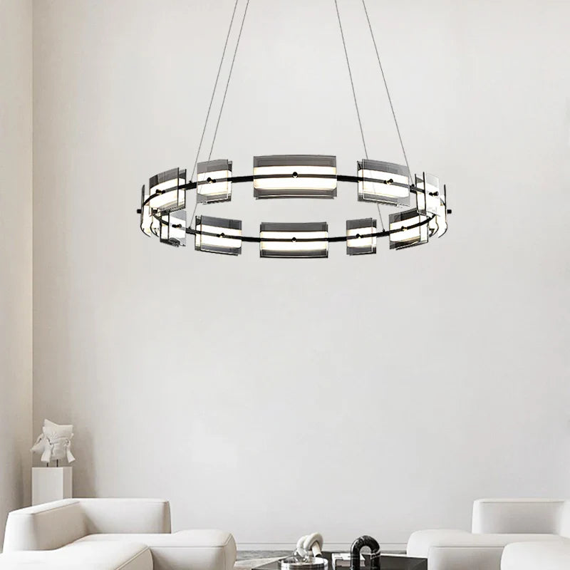 Axya Glass Chandelier: Minimalist & High-End All Copper Lighting Fixtures for Living Room