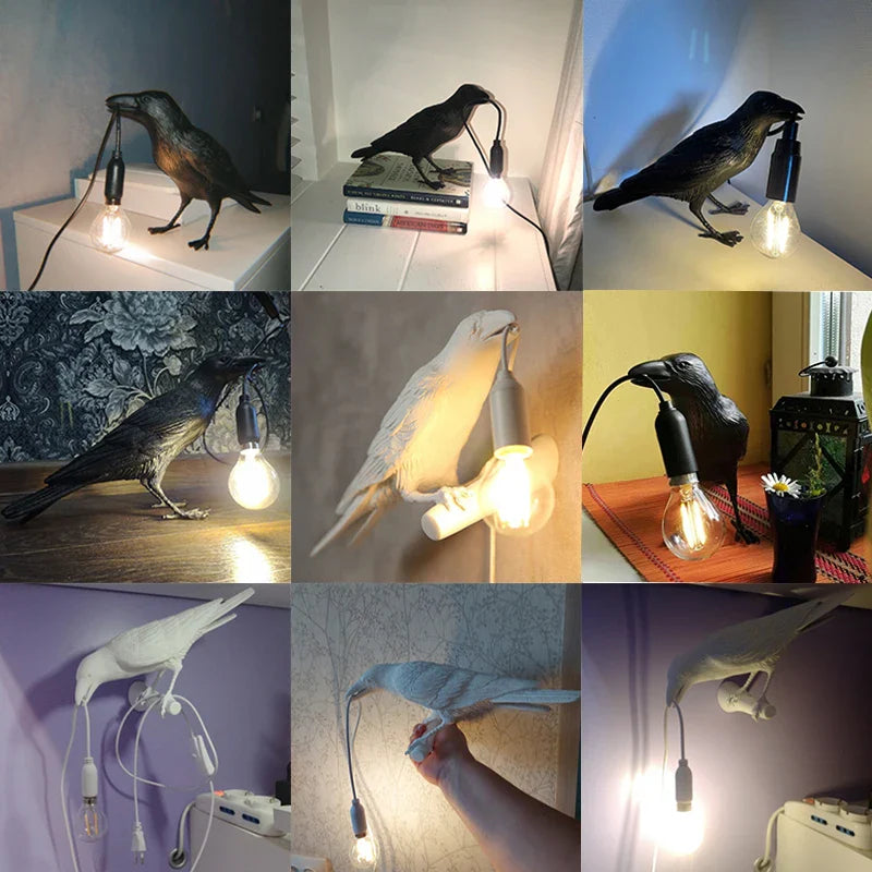 Axyaa Lively Bird Table Lamp Resin Home Decor Lighting Wall Fixture
