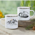 Enamel Mountain Mug with Handle by Axyaa. Best Camping Gift for Outdoor Lovers