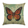 Axyaa Linen Butterfly Flower Sofa Cushion Cover 45*45 - Home Decor Printed Pillow Case