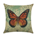 Axyaa Linen Butterfly Flower Sofa Cushion Cover 45*45 - Home Decor Printed Pillow Case