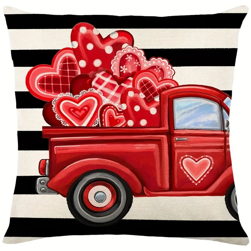 Valentine's Day Love Truck Pillowcase with Heart Design for Axyaa