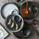 Axyaa Ceramic Dumpling Plate with Vinegar, Round Grid, Household Cold Dish