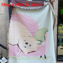 Axyaa Vintage Plaid Puppy Blanket: Knitted Sofa Towel, Art Tapestry, Mat