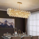 Axyaa Gold Steel Crystal LED Pendant Chandelier