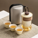 Axyaa Kung Fu Companion Glass Tea Set with Hand Grip Teapot
