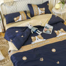 Axyaa Daisy Print Bedding Set: Queen/King Duvet Cover, Flat Sheets - Cozy & Durable