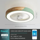 Axyaa Bladeless Remote Control Wood LED Ceiling Fan-Light, Modern Low Profile Square/Round Design