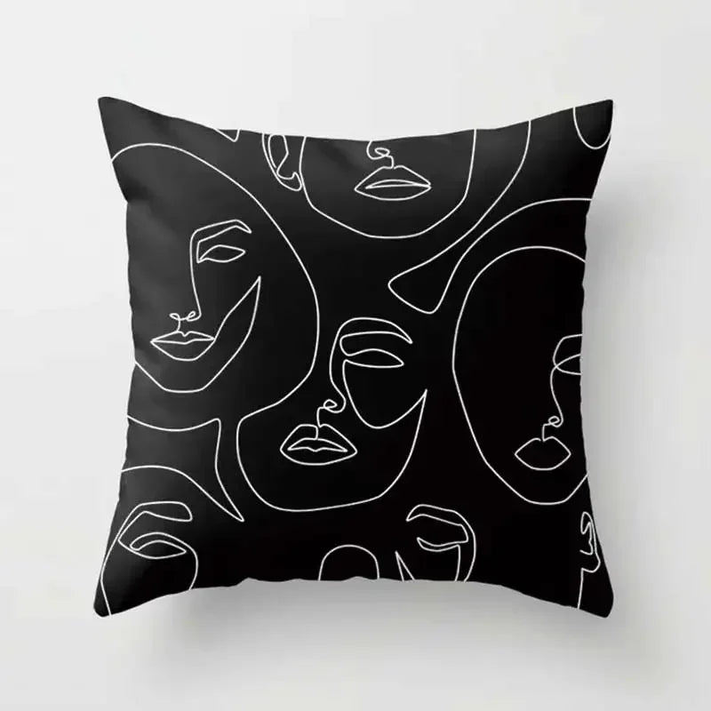 Axyaa Abstract Art Couple Portrait Pillow Cover 45X45CM