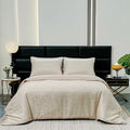 Luxurious Stain Duvet Cover Set - Silky Solid Color & Jacquard Quilt Cover - Axyaa Queen Bedlinens