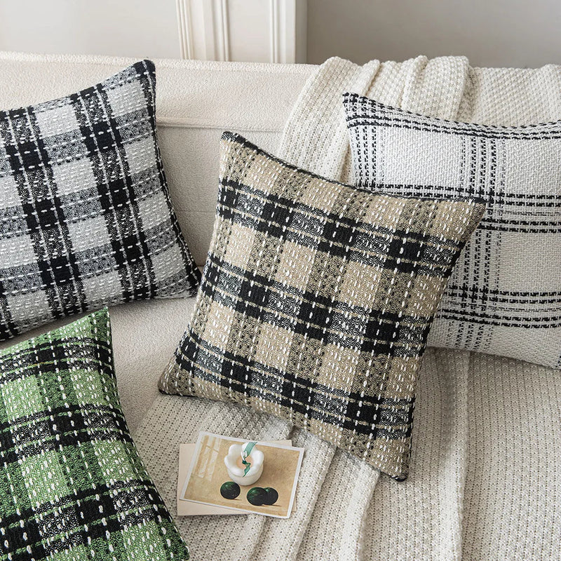 Axyaa Checked Cushion Cover Home Decor Pillow for Living Room