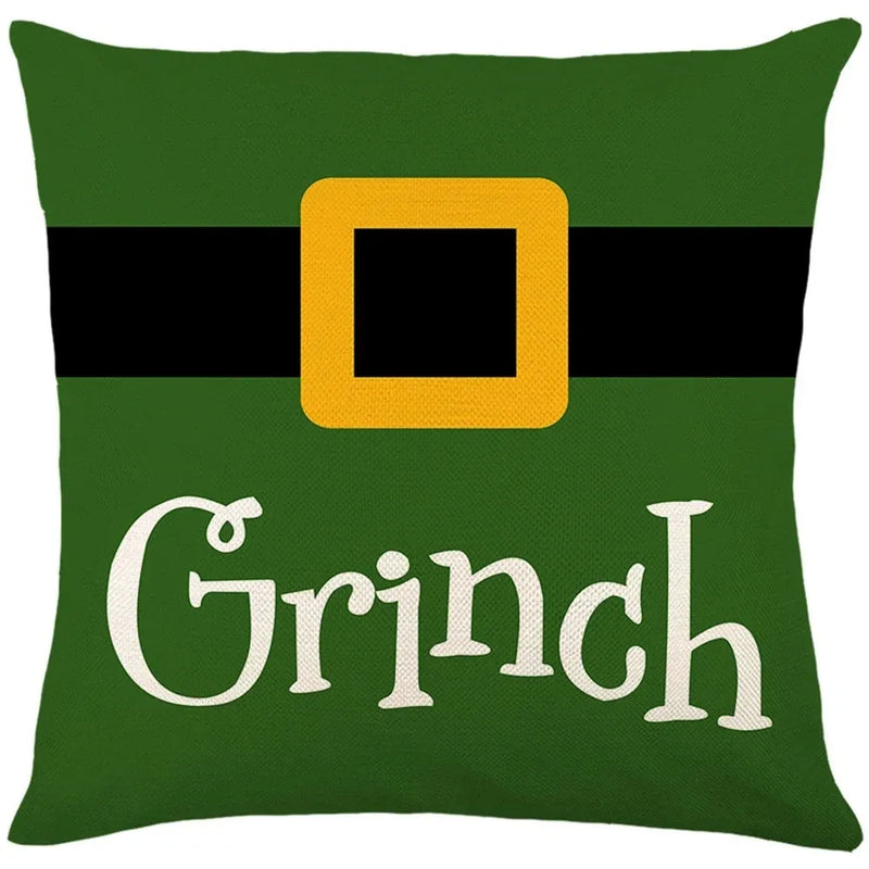 Axyaa Christmas Party Santa Dwarf Print Pillow Cover