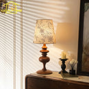 Axyaa French Vintage Fabric Art Table Lamp - LED Solid Wood Desk Light