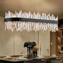 Axyaa Gold Crystal Chandelier: Modern Dimmable Rectangle Ceiling Light for Kitchen, Dining, Living Room