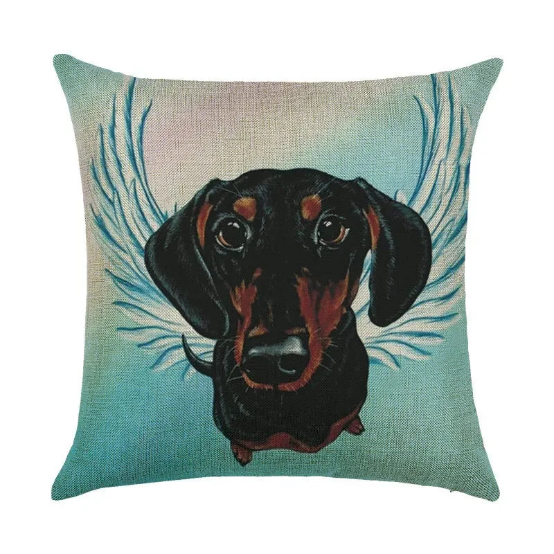 Axyaa Cartoon Dog Linen Pillowcase 45*45cm