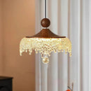Axyaa Retro Walnut Pendant Light for Restaurant Bedroom Bar Study Room