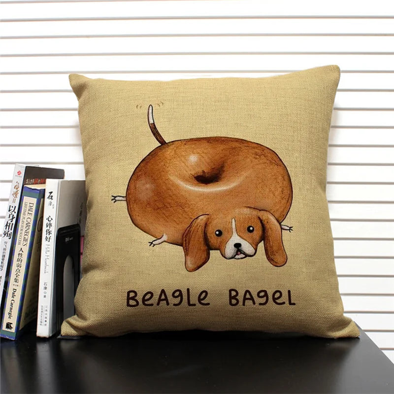 Axyaa Cartoon Animal Print 45x45cm Linen Cushion Cover - Sofa, Car, Chair Pillow Case