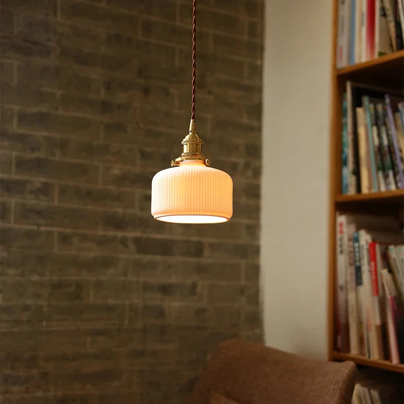 Axyaa White Ceramic Chandelier LED Pendant Light Fixture for Kitchen Decor
