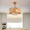 Axyaa Bamboo Rattan Ceiling Fan Light with Remote Control and Silent DC Motor