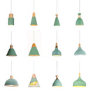 Axyaa Nordic Green Wood Metal Pendant Lamp for Home and Restaurant Lighting