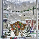 Winter Cabin Forest Window Clings by Axyaa: Double-Sided Xmas Static Decal for Home
