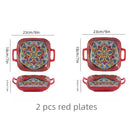 Axyaa Bohemian Ceramic Baking Dish Square with Handles for Pasta and Desserts