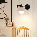 Axyaa Yellow Travertine Interior LED Wall Sconce Black Iron Glass Modern Nordic Bedside Lamp