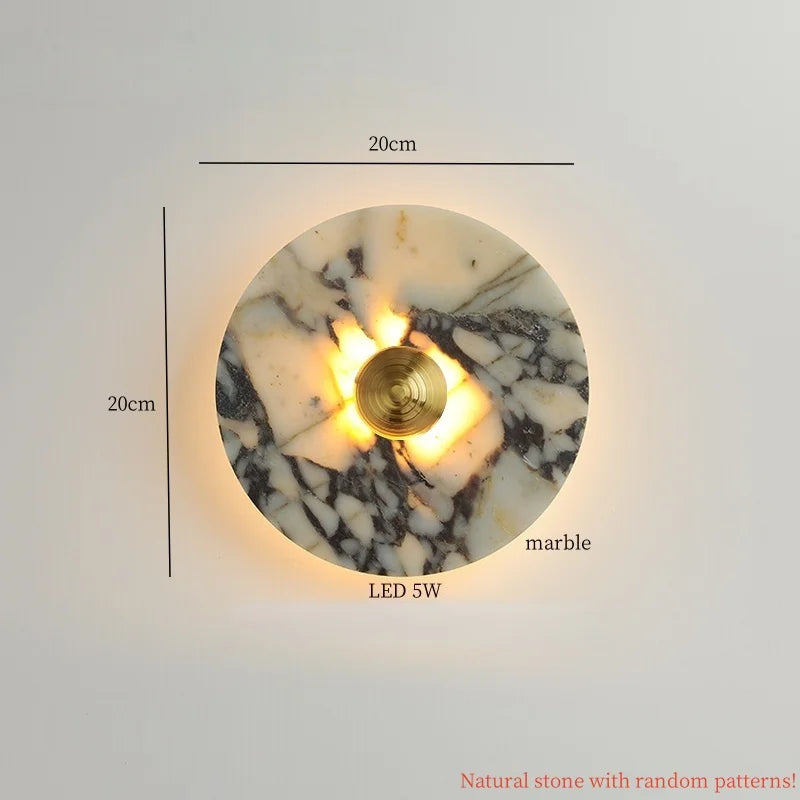 Axyaa Circular Marble LED Wall Lamp Modern Nordic Interior Lighting