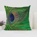 Axyaa Peacock Feathers Cushion Cover Set for Bed and Sofa