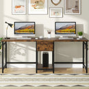 Axyaa 78.74’’ Double Computer Desk with Drawers and Shelves