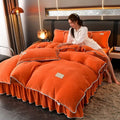 Axyaa Winter Warm Mink Fleece 4-Piece Bed Skirt Set
