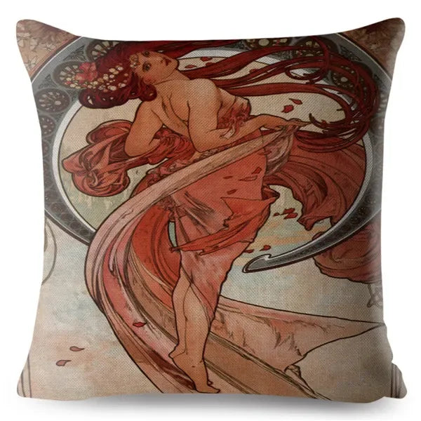 Beige Art Nouveau Gallery Cushion Cover for Home Decor - Axyaa