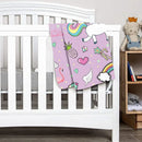 Axyaa Purple Unicorn Flannel Blanket - Soft Cozy Lightweight Plush Throw, Baby Shower Birthday Gift