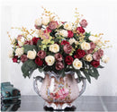 Axyaa Ceramic Vase & Flower Arrangement Set - Home Decor Crafts