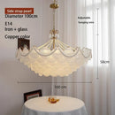 Axyaa Modern Shell Glass Chandelier - Copper Pendant LED Light for Home Decor