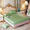 Axyaa Satin Silky Fitted Bed Sheet Set - Luxury Solid Color Sheets & Pillow Cases