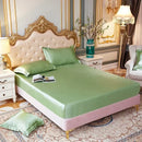 Axyaa Satin Silky Fitted Bed Sheet Set - Luxury Solid Color Sheets & Pillow Cases